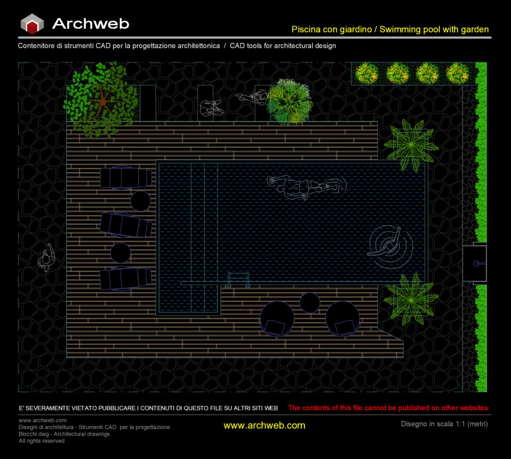 Piscina con giardino dwg 04