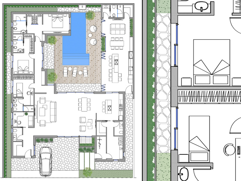 Villa con piscina 02 dwg