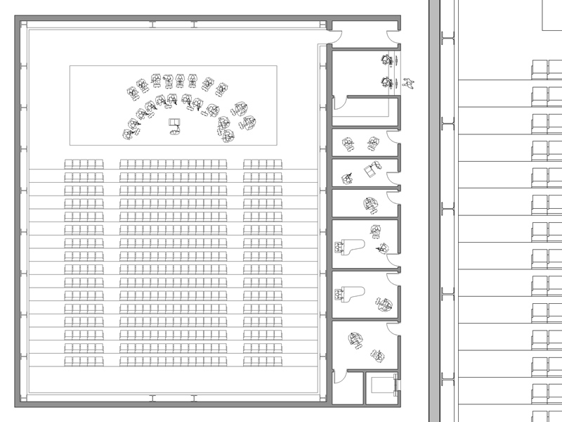 Sala prove per concerti dwg. Scala 1:100