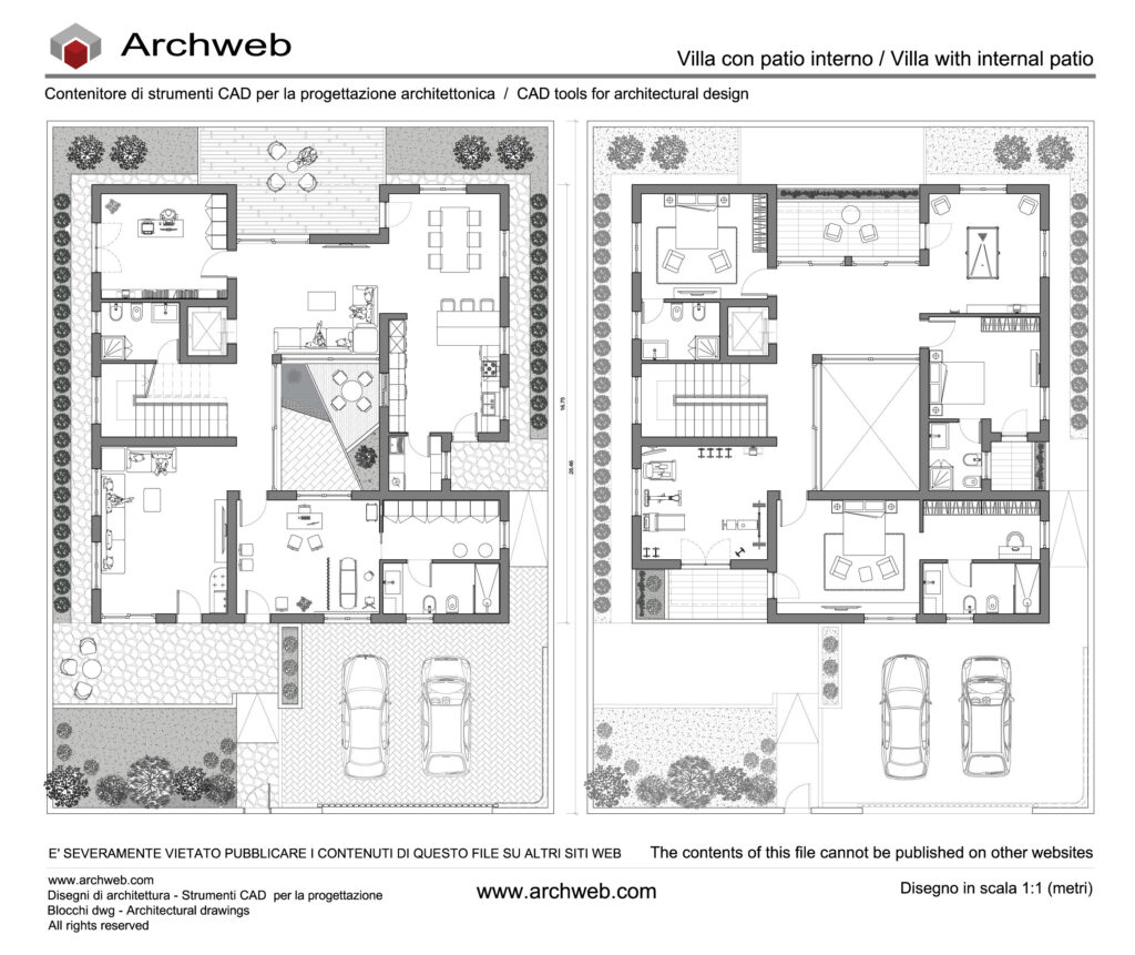 Villa con patio interno 01 dwg