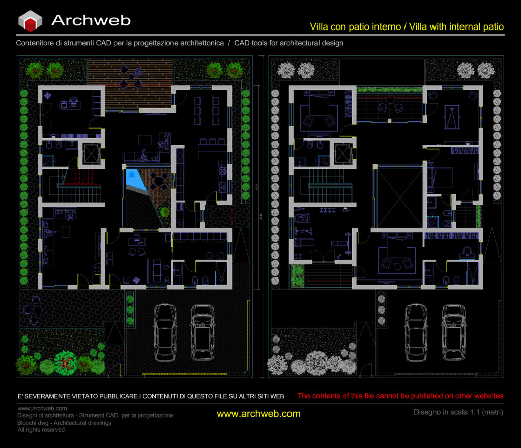 Villa con patio interno 01 dwg