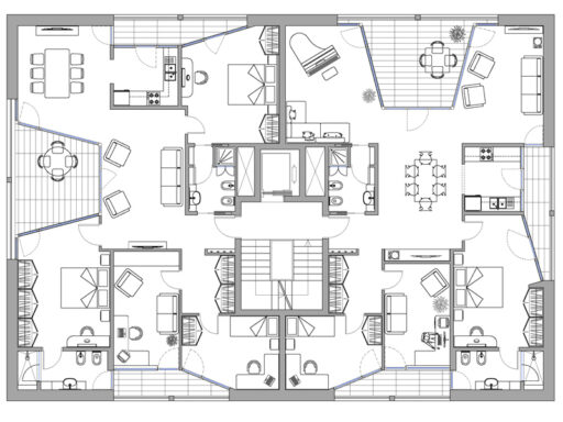 Palazzina residenziale con dua appartamenti per piano