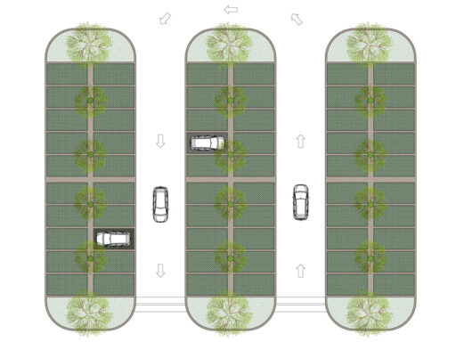 Parcheggio con prato strutturale. Dwg in scala 1:100