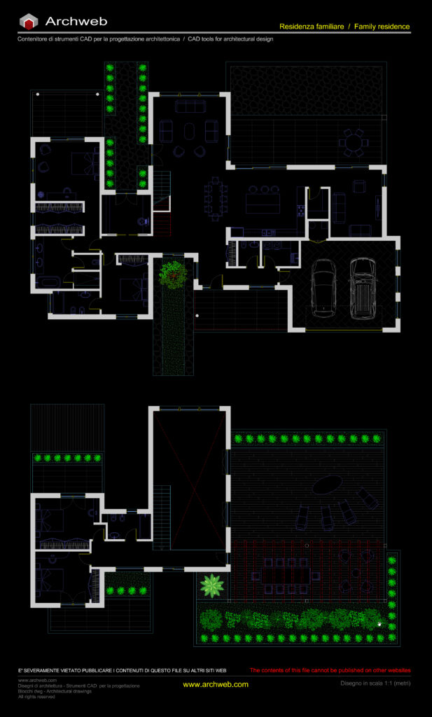Schema-progetto villa 17 dwg. Disegni in scala 1:100