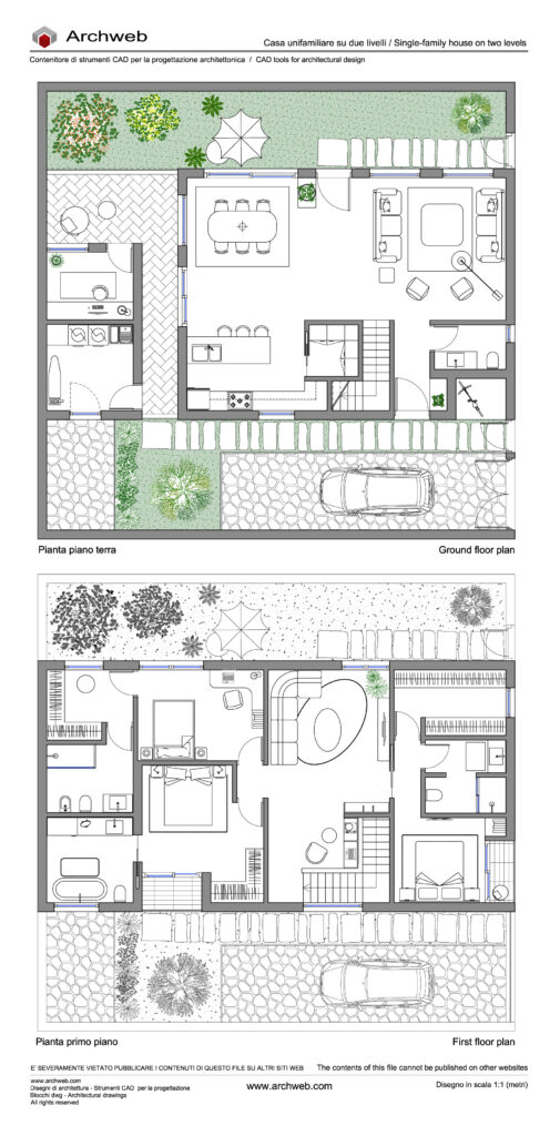 Casa unifamilare 19 dwg. Disegni in scala 1:100
