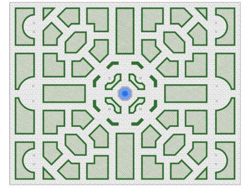 Schema di giardino formale con parterre geometrici