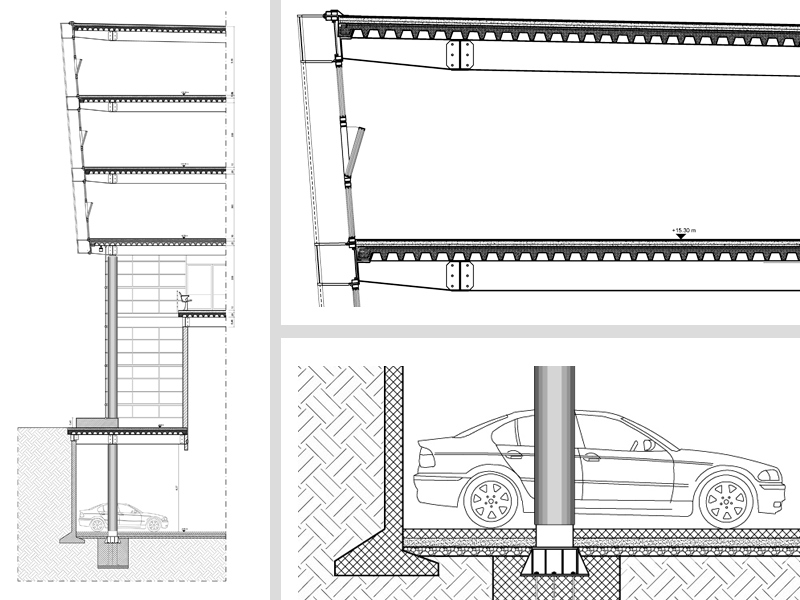 Sezione edificio in acciaio 01 dwg. Scala 1:100