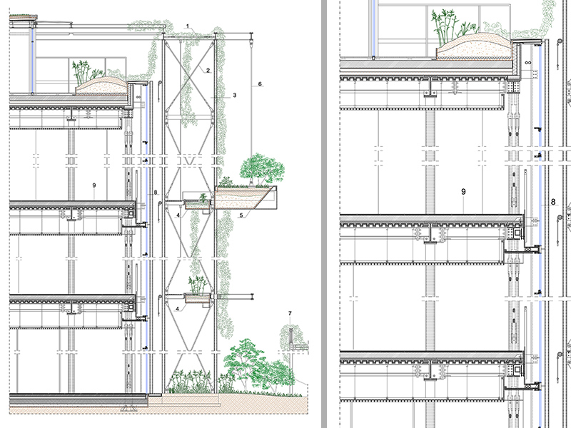 Sezione verticale facciata bioclimatica dwg