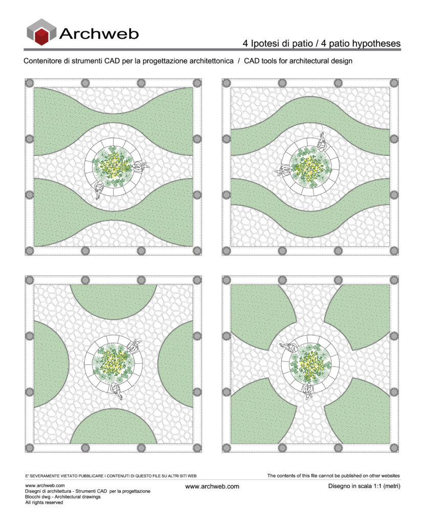 4 ipotesi di patio Cad-dwg archweb