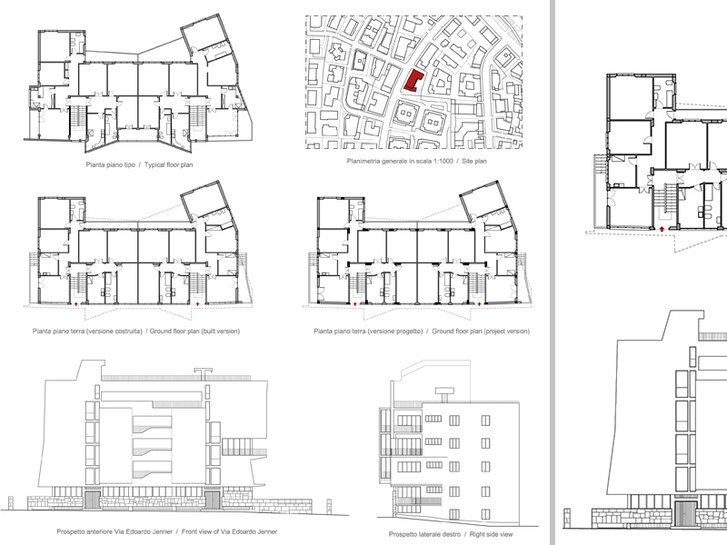 Casa Cooperativa Astrea di Luigi Moretti. Disegni dwg in scala 1:100
