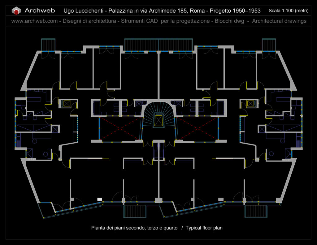 Palazzina in via Archimede 185, Roma. Pianta dwg