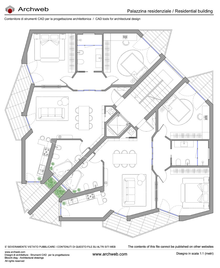 Palazzina residenziale 14 dwg Archweb.