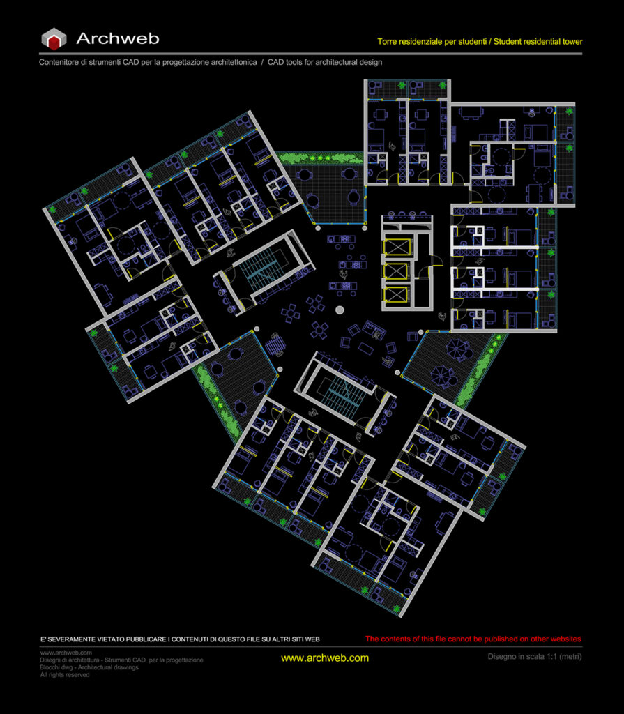 Torre residenziale per studenti 01 dwg Archweb