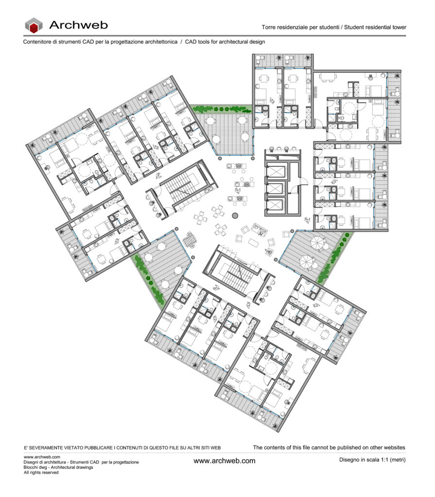 Torre residenziale per studenti 01 dwg Archweb