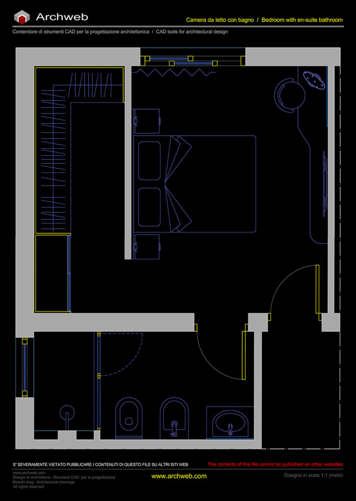 Camera da letto-bagno 27 dwg Archweb.