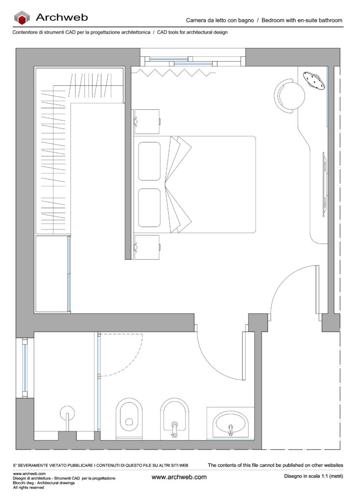 Camera da letto-bagno 27 dwg Archweb.